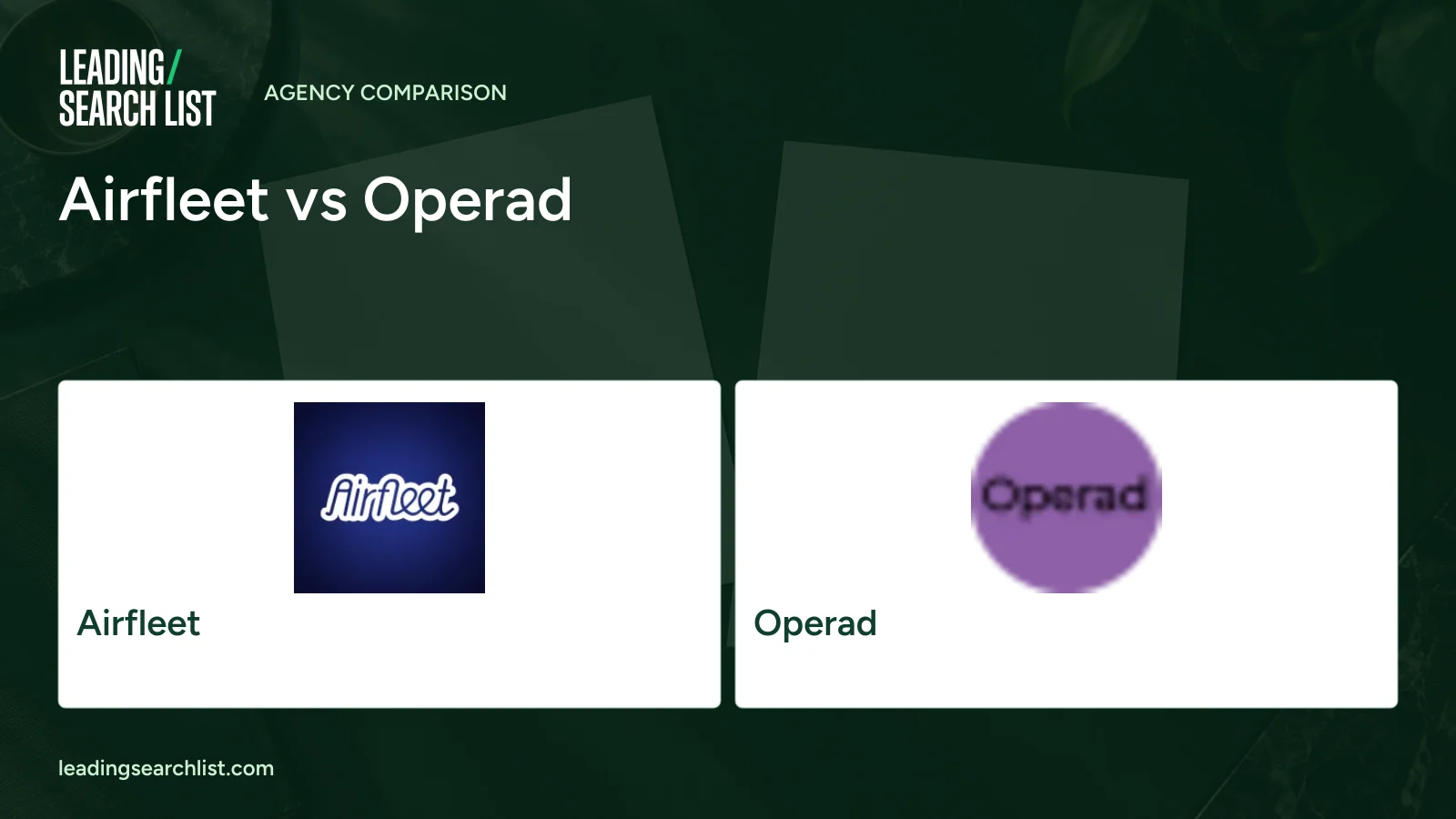 Airfleet vs Operad. Logos shown: Airfleet, Operad. Leading Search List.