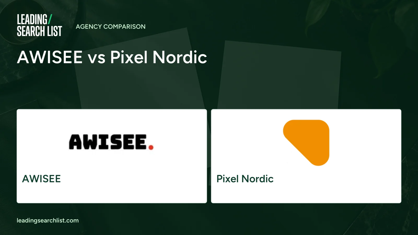 AWISEE vs Pixel Nordic. Logos shown: AWISEE, Pixel Nordic. Leading Search List.