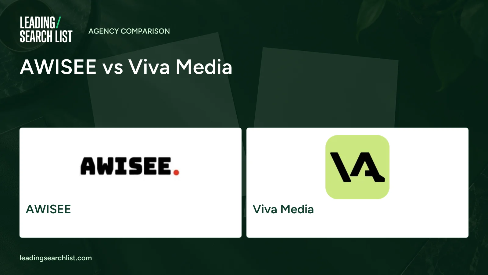 AWISEE vs Viva Media. Logos shown: AWISEE, Viva Media. Leading Search List.