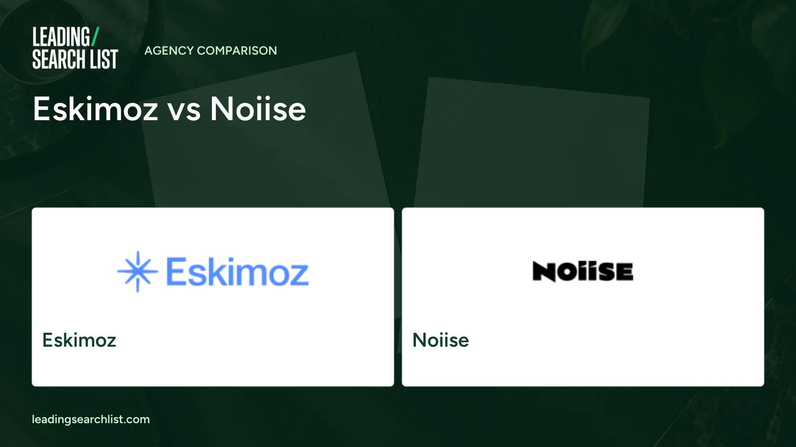 Eskimoz vs Noiise. Logos shown: Eskimoz, Noiise. Leading Search List.