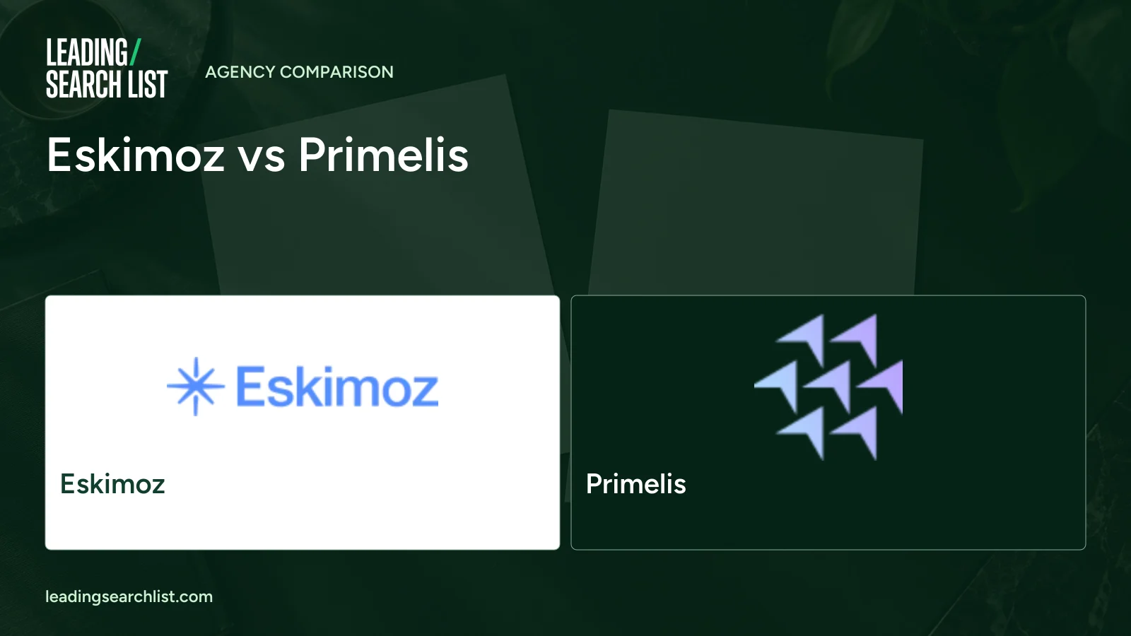 Eskimoz vs Primelis. Logos shown: Eskimoz, Primelis. Leading Search List.