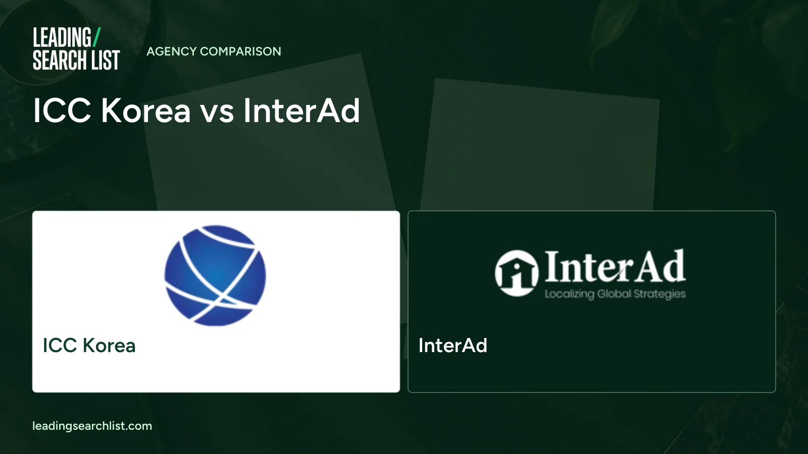ICC Korea vs InterAd. Logos shown: ICC Korea, InterAd. Leading Search List.