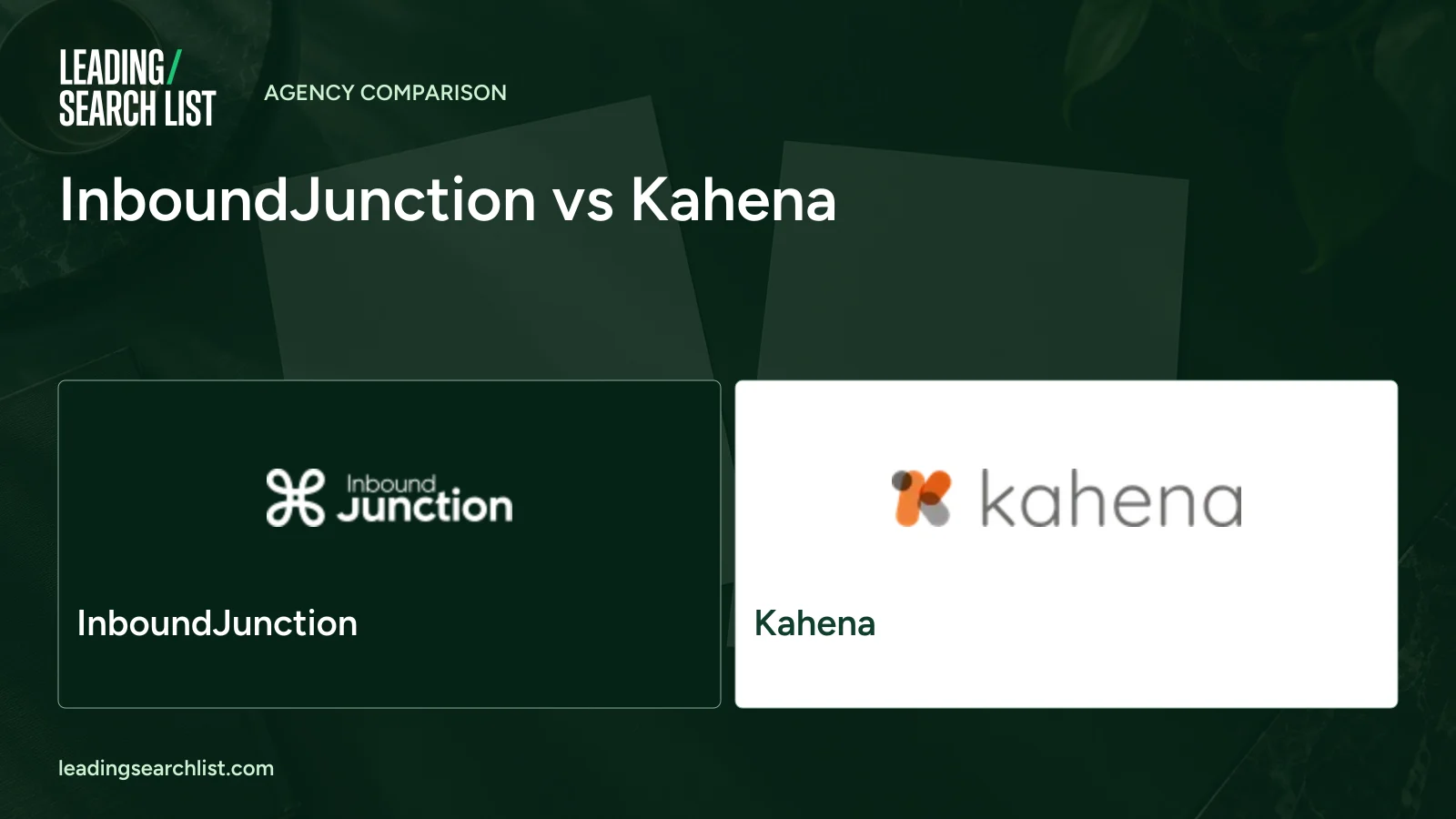 InboundJunction vs Kahena. Logos shown: InboundJunction, Kahena. Leading Search List.