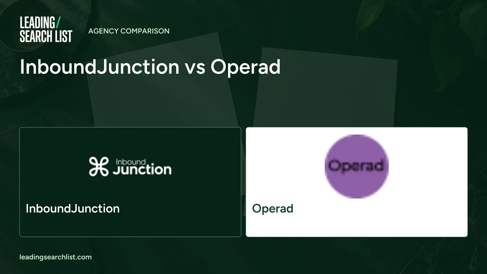 InboundJunction vs Operad. Logos shown: InboundJunction, Operad. Leading Search List.