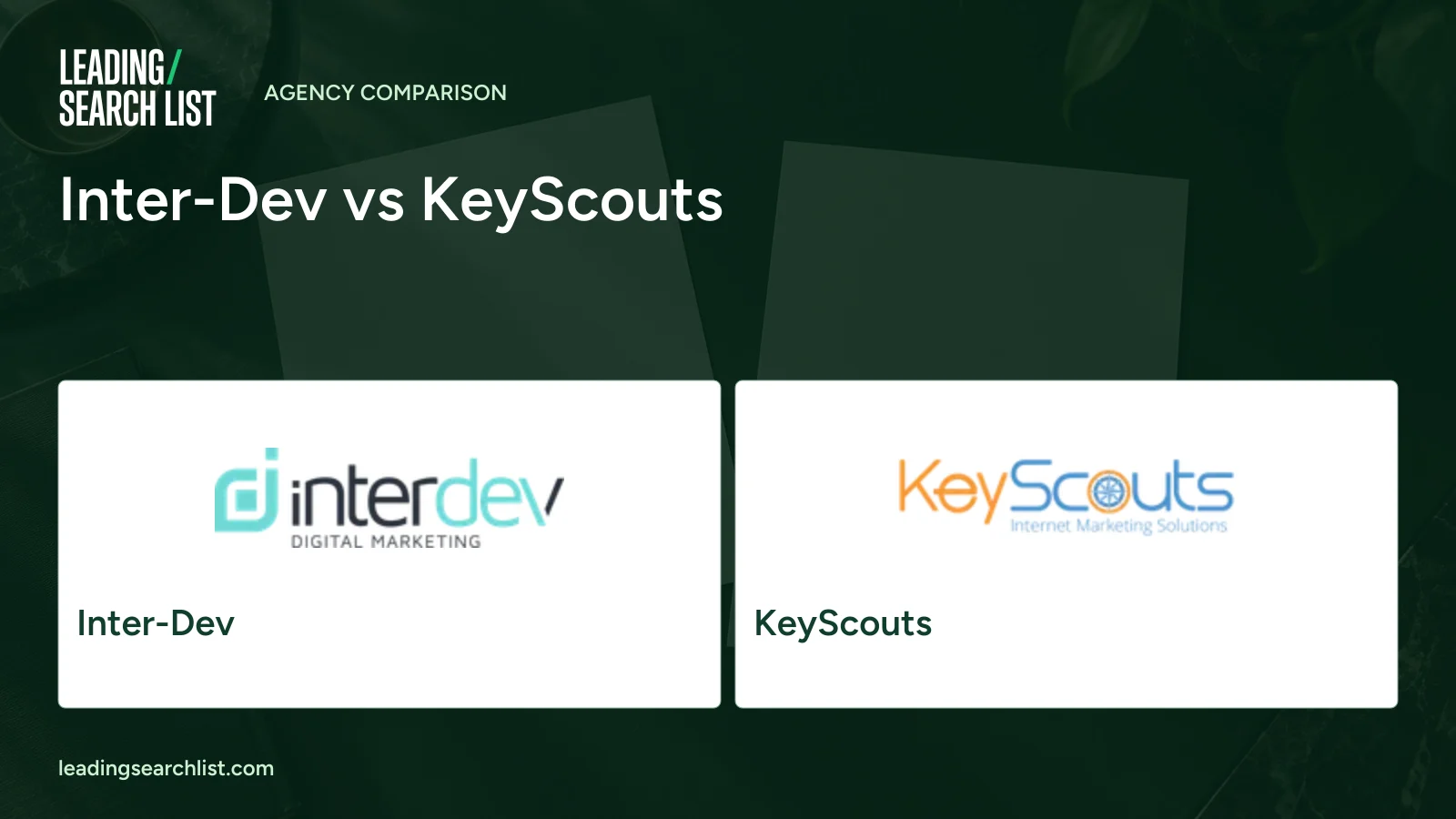 Inter-Dev vs KeyScouts. Logos shown: Inter-Dev, KeyScouts. Leading Search List.