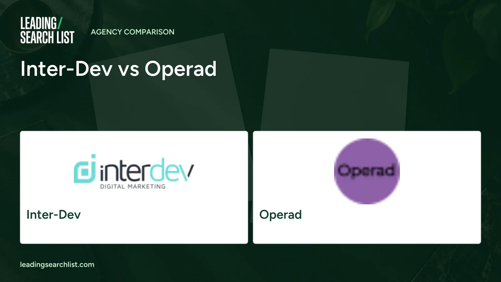 Inter-Dev vs Operad. Logos shown: Inter-Dev, Operad. Leading Search List.