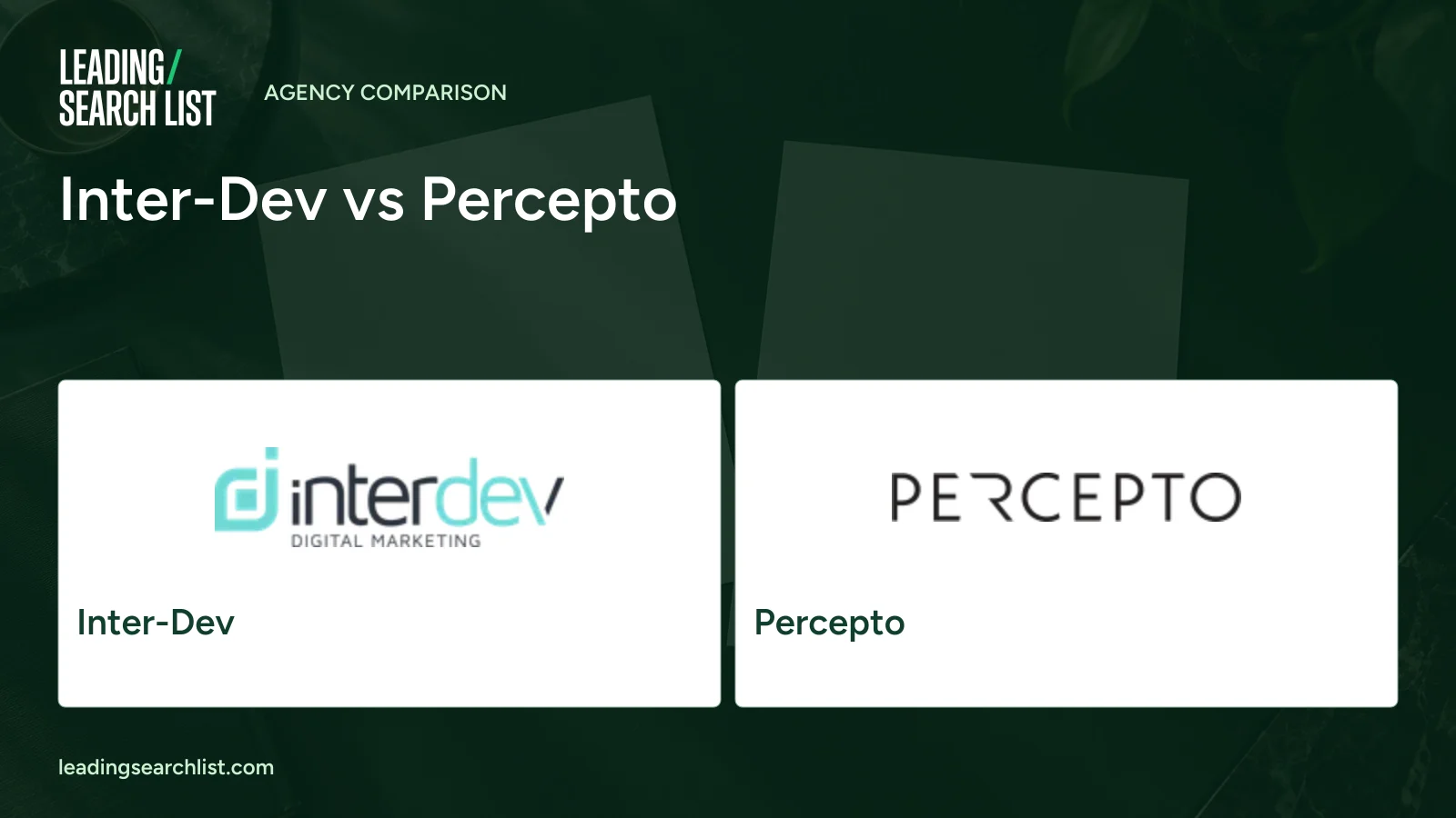 Inter-Dev vs Percepto. Logos shown: Inter-Dev, Percepto. Leading Search List.