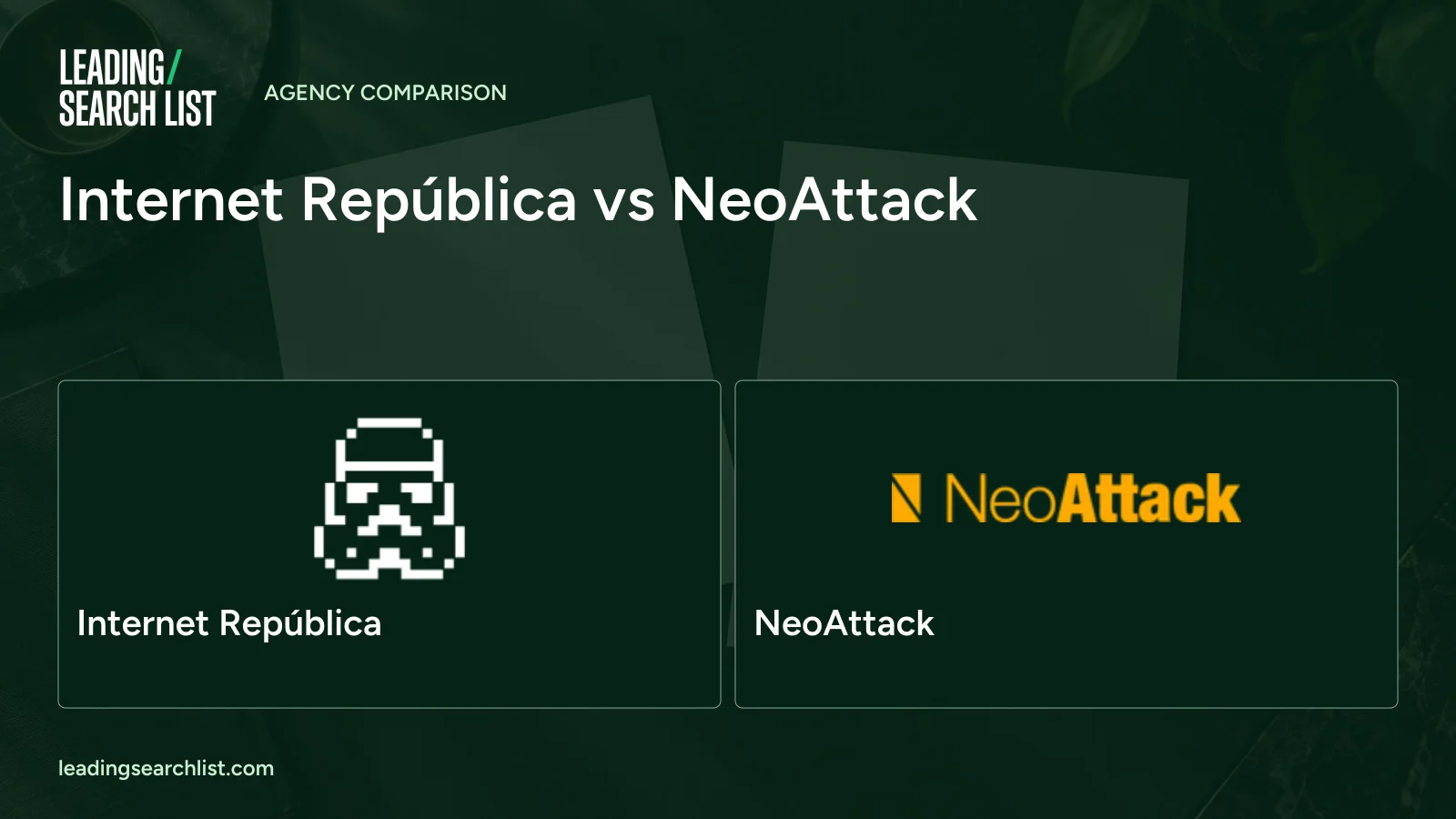Internet República vs NeoAttack. Logos shown: Internet República, NeoAttack. Leading Search List.
