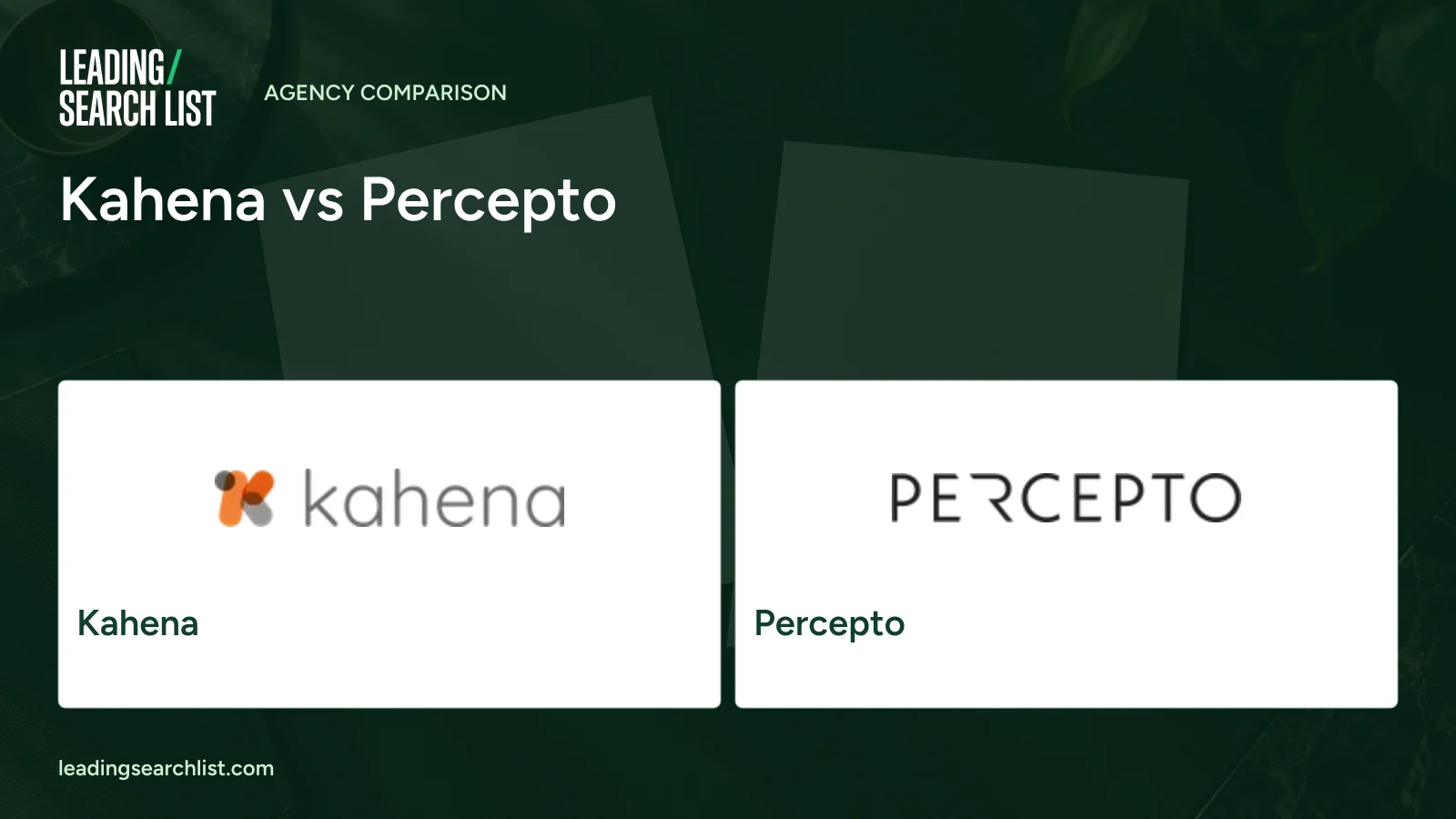 Kahena vs Percepto. Logos shown: Kahena, Percepto. Leading Search List.