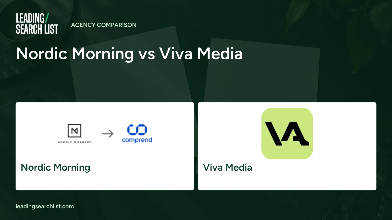 Nordic Morning vs Viva Media. Logos shown: Nordic Morning, Viva Media. Leading Search List.