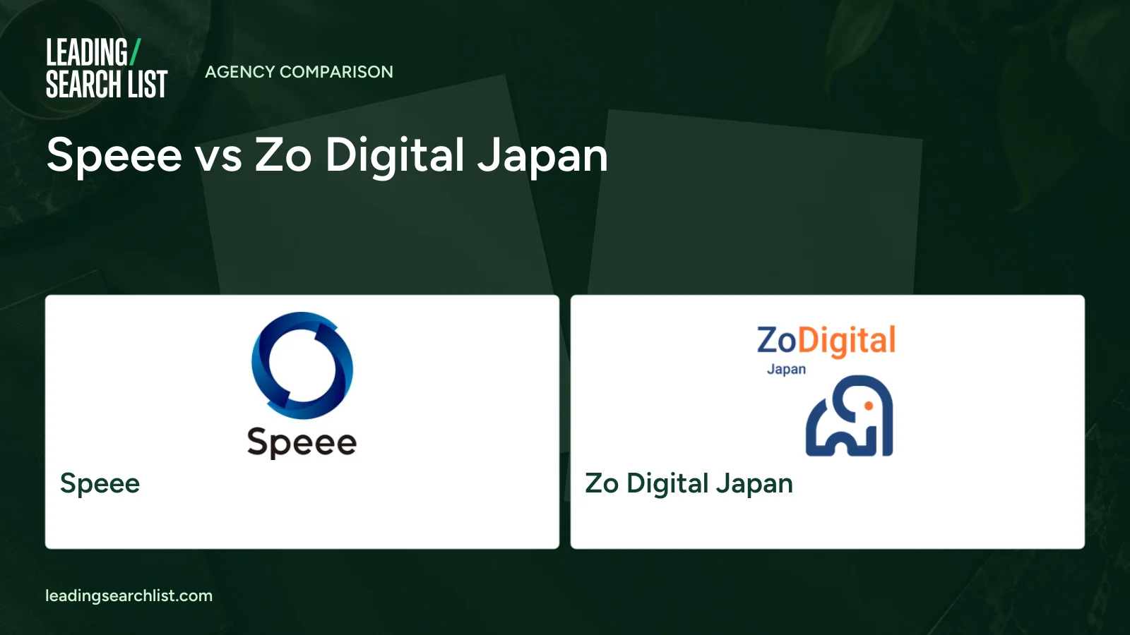 Speee vs Zo Digital Japan. Logos shown: Speee, Zo Digital Japan. Leading Search List.