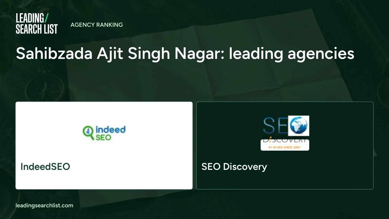 Sahibzada Ajit Singh Nagar: leading agencies. Logos shown: IndeedSEO, SEO Discovery. Leading Search List.